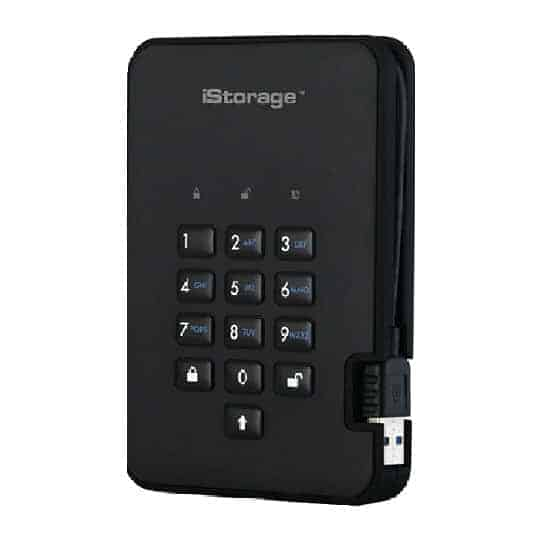 iStorage 500GB diskAshur2 USB 3.1 Encrypted External HDD/Hard Drive